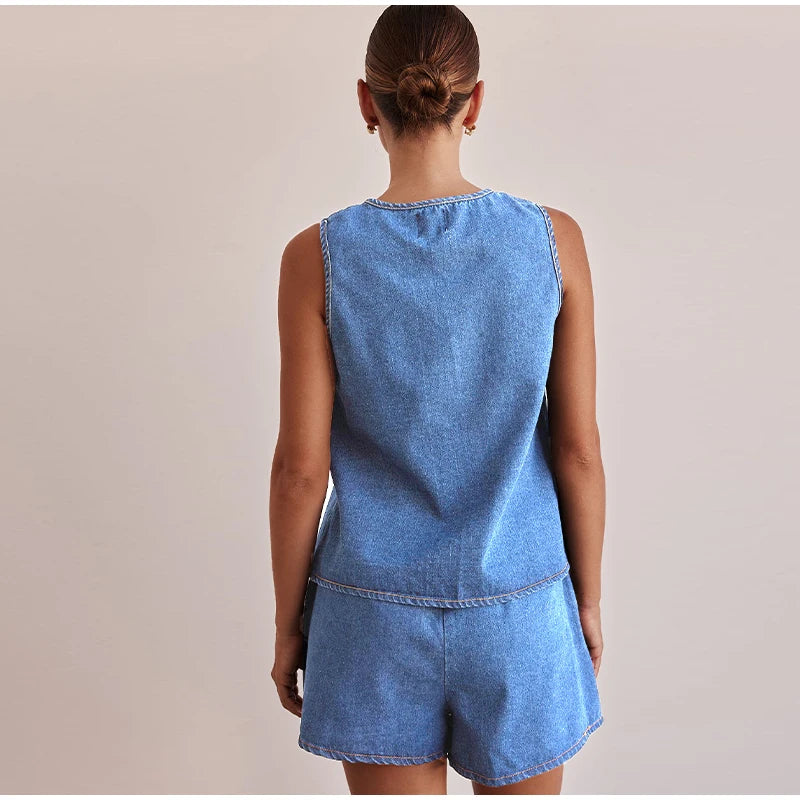 Azrin Denim Two Piece Set