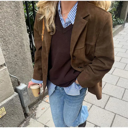 Marrone Suede Blazer