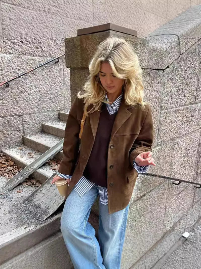 Marrone Suede Blazer