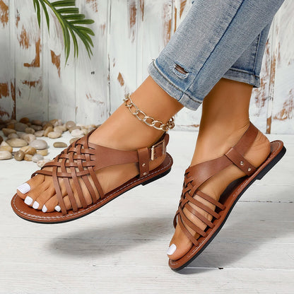 Santorini Strappy Leather Flats