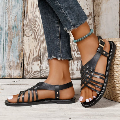 Santorini Strappy Leather Flats
