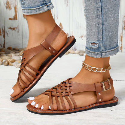 Santorini Strappy Leather Flats