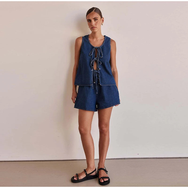 Azrin Denim Two Piece Set
