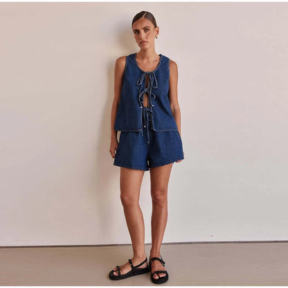 Azrin Denim Two Piece Set