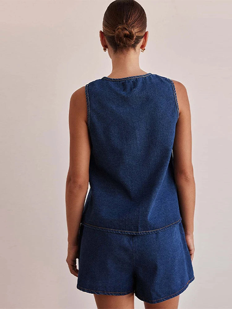 Azrin Denim Two Piece Set