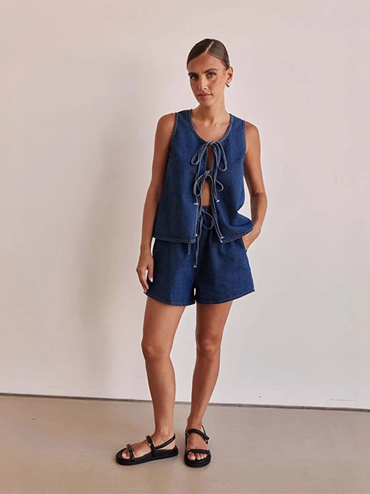 Azrin Denim Two Piece Set