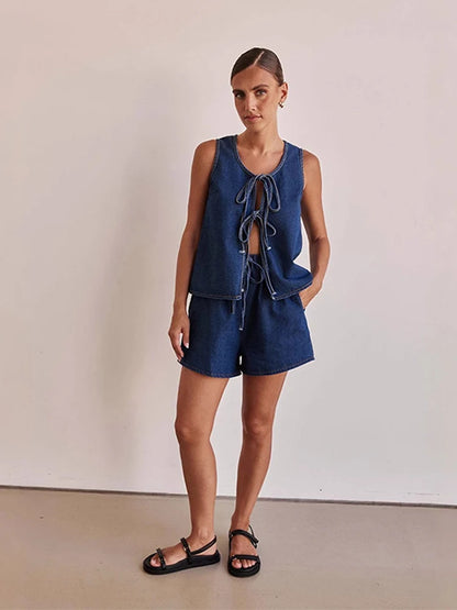 Azrin Denim Two Piece Set